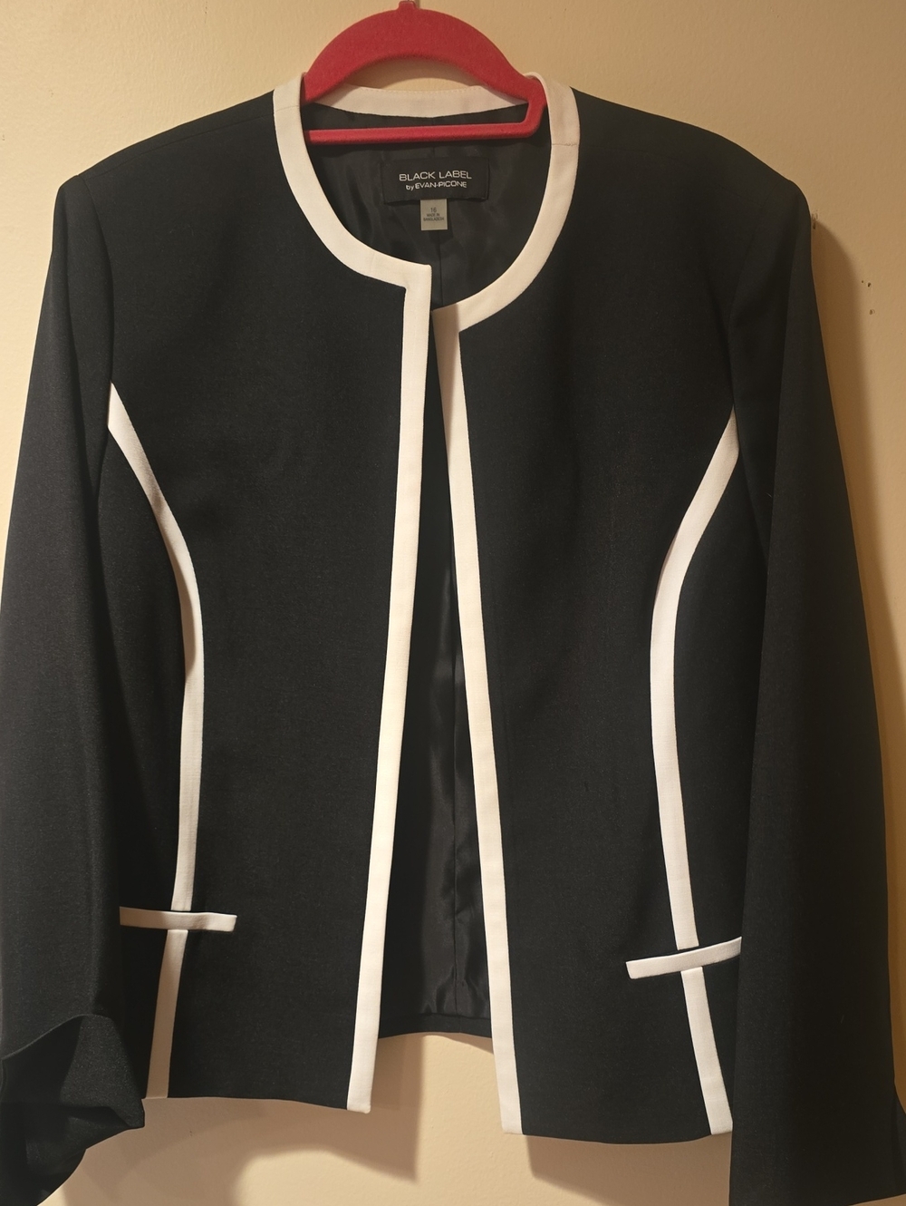 Black Label Black Blazer with White Piping